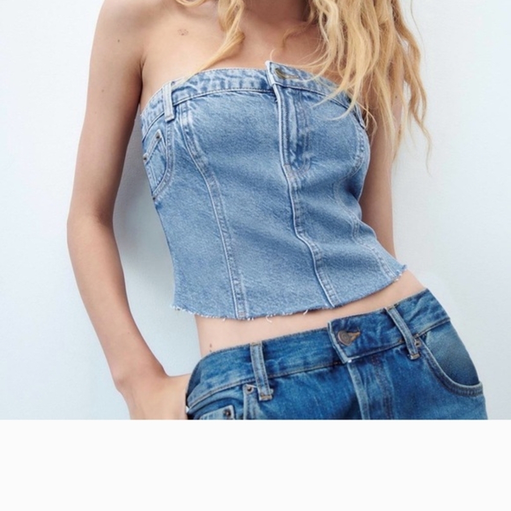 Zara Strapless Denim Top